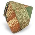 Forzieri Cream and Olive Patchwork Woven Silk Tie