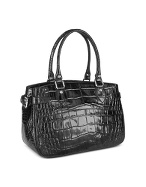 Forzieri Croco Stamped Patent Leather Tote Bag