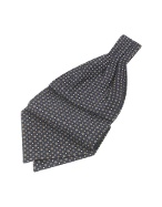 Forzieri Dark Blue Micro-design Twill Silk Ascot