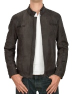 Forzieri Dark Brown Italian Leather Motorcycle Zip Jacket