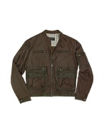 Forzieri Dark Brown Nylon And Leather Multi-pocket Zip Jacket