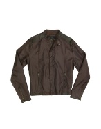 Forzieri Dark Brown Nylon And Leather Zip Jacket