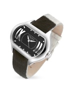Forzieri Deco - Dark Brown and White Hair-Calf and Leather Dress Watch