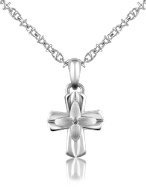Forzieri Deco Diamond and Stainless Steel Cross Pendant Necklace