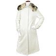 Detachable Fox-Collar Streamlined Leather Coat