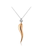 Forzieri Diamond and 18K Gold Lucky Horn Pendant Necklace