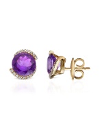 Forzieri Diamond and Amethyst 18K Gold Earrings
