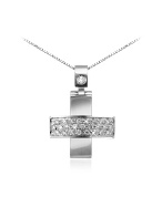 Forzieri Diamond Pave Cross 18K White Gold Pendant Necklace
