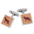 DiFulco Line Square Sterling Silver Cufflinks with Dog