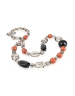Dream Magnets - Black and Orange Faceted Bead Necklace
