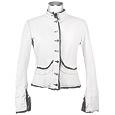 Embroidered White Distressed Italian Leather Jacket