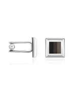 Forzieri Enamel Striped Silver Plated Square Cuff Links