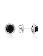 Faceted Onyx and Diamond 18K Gold Earrings