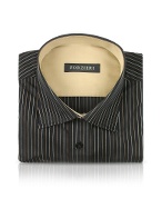 Forzieri Fine Lines Black Cotton Dress Shirt