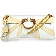Forzieri Firedrake - White and Beige Leather Baguette Bag