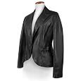 Forzieri Fitted Black Leather Lapel Jacket