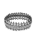 Forzieri Four-Row Swarovski Crystal Gunmetal Elastic Bracelet