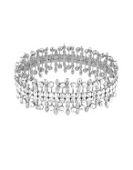 Forzieri Four-Row Swarovski Crystal Silvertone Elastic Bracelet