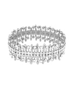 Four-Row Swarovski Crystal Silvertone Elastic Bracelet