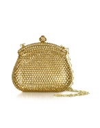 Forzieri Gold Crystal Jeweled Evening Mini Hard Clutch