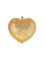 Forzieri Gold Crystal Jeweled Heart Clutch