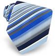 Forzieri Gold Line - Blue and Gray Variegated Stripes Woven Silk Tie