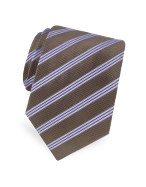 Forzieri Gold Line - Brown and Blue Striped Silk Tie