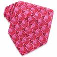 Gold Line - Fuchsia and Red Optical Circles Woven Silk Tie