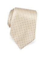 Forzieri Gold Line - Ivory Geometric Woven Silk Tie