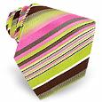 Gold Line - Pistachio and Pink Variegated Stripes Woven Silk Tie
