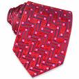 Gold Line - Red and Hot Pink Geometric Woven Silk Tie