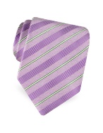 Forzieri Gold Line- Pin Striped Diagonal Lines Woven Silk Tie