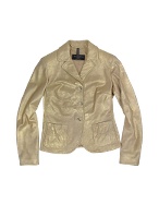 Forzieri Gold Metallic Italian Leather Jacket