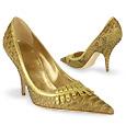 Forzieri Gold Trim Python and Calf Leather Pump Shoes