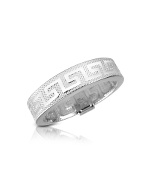 Greca Design 14K White Gold Band Ring