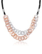Forzieri Hammered Sterling Silver Double-row Chain Necklace
