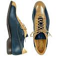 Forzieri Handcrafted Blue and Beige Leather Lace-up Shoes