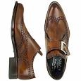 Forzieri Handcrafted Brown Wingtip Monk Strap Shoes