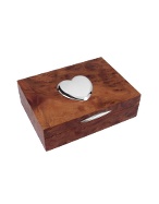 Forzieri Heart Sterling Silver and Wood Jewelry Box