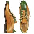 Forzieri Italian Handcrafted Caramel and Green Leather Lace-up Shoes