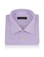 Forzieri Lilac and White Fine Lines Cotton Dress Shirt