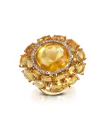 Forzieri Medici - Citrine Quartz and Diamond 18K Gold Ring