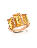 Medici - Triple Citrine Quartz Stone Diamond 18K