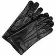 Forzieri Men` Cashmere Lined Black Italian Leather Gloves