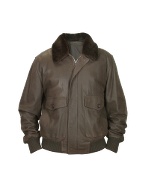 Forzieri Men` Dark Brown Genuine Leather Bomber Jacket