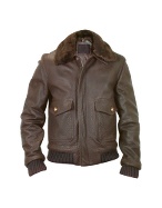 Forzieri Men` Dark Brown Leather Bomber Jacket