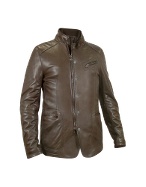 Forzieri Men` Dark Brown Leather Zip Jacket