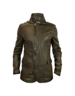 Forzieri Men` Dark Brown Zip Leather Jacket