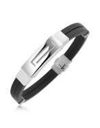 Forzieri Men Rubber and Sterling Silver Bracelet