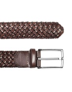Mens Brown Woven Leather Belt